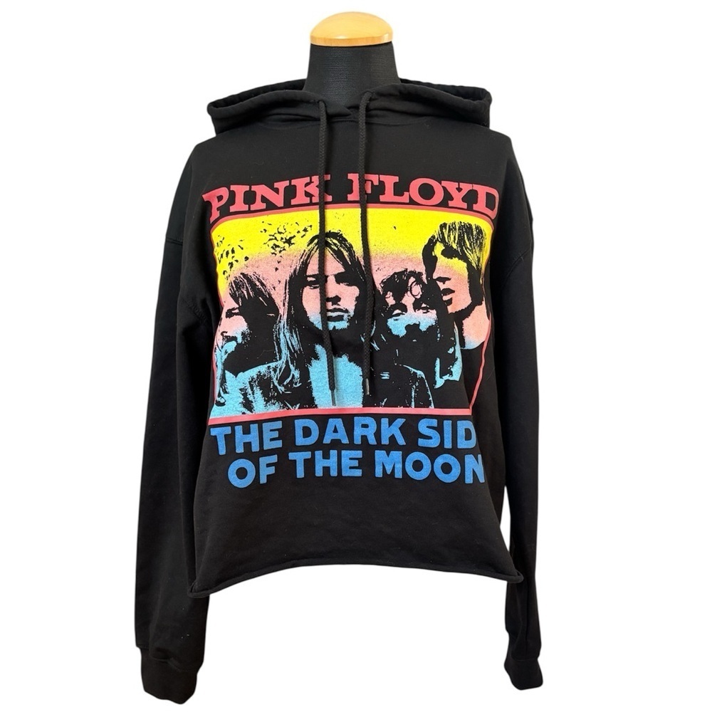 Pink Floyd Dark Side of the Moon Cropped Hoodie Black Sweatshirt Unisex Small